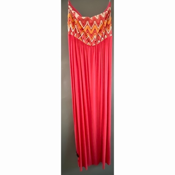 STRAPLESS Coral Dress - Picture 1 of 5